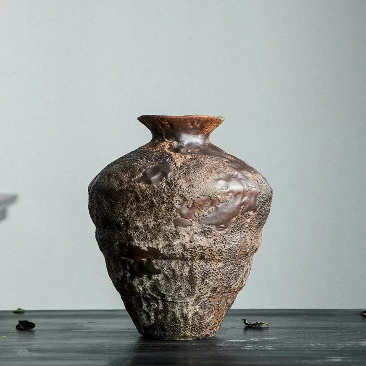 Rustic Glazed Ceramic Vase, Handmade in Wide or Tall