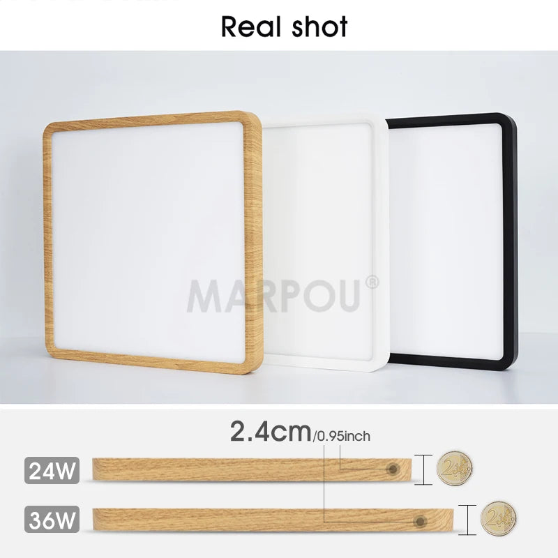 Ultrathin Square Wood Grain Ceiling Light