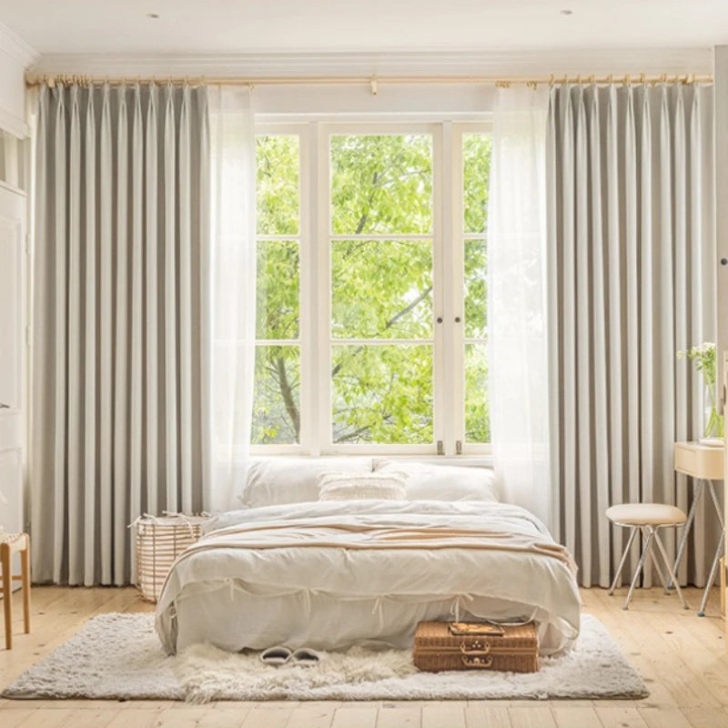 Custom Size Herringbone Thicke Beige Chenille Curtains
