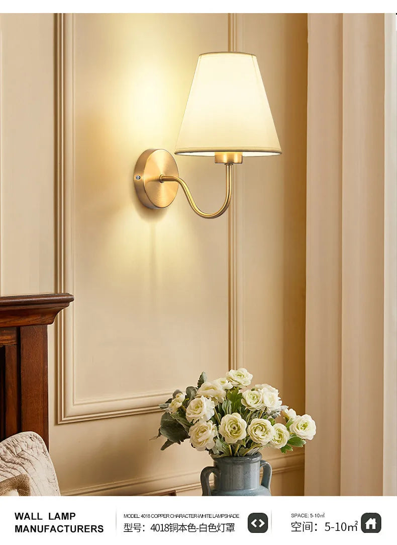 Modern Fabric Wall Lamps Retro Bedside Wall Lamp Living Room Wall
