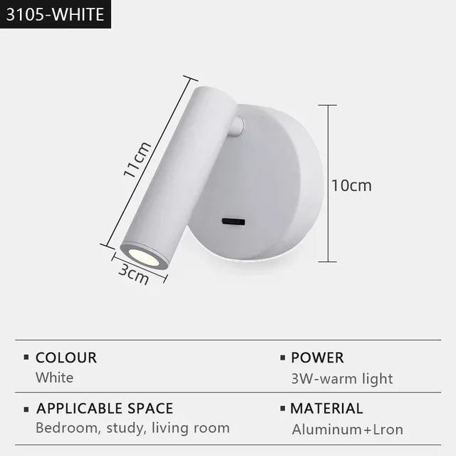 Modern LED Wall lights Rotatable Adjustable Reading Lights Bedroom
