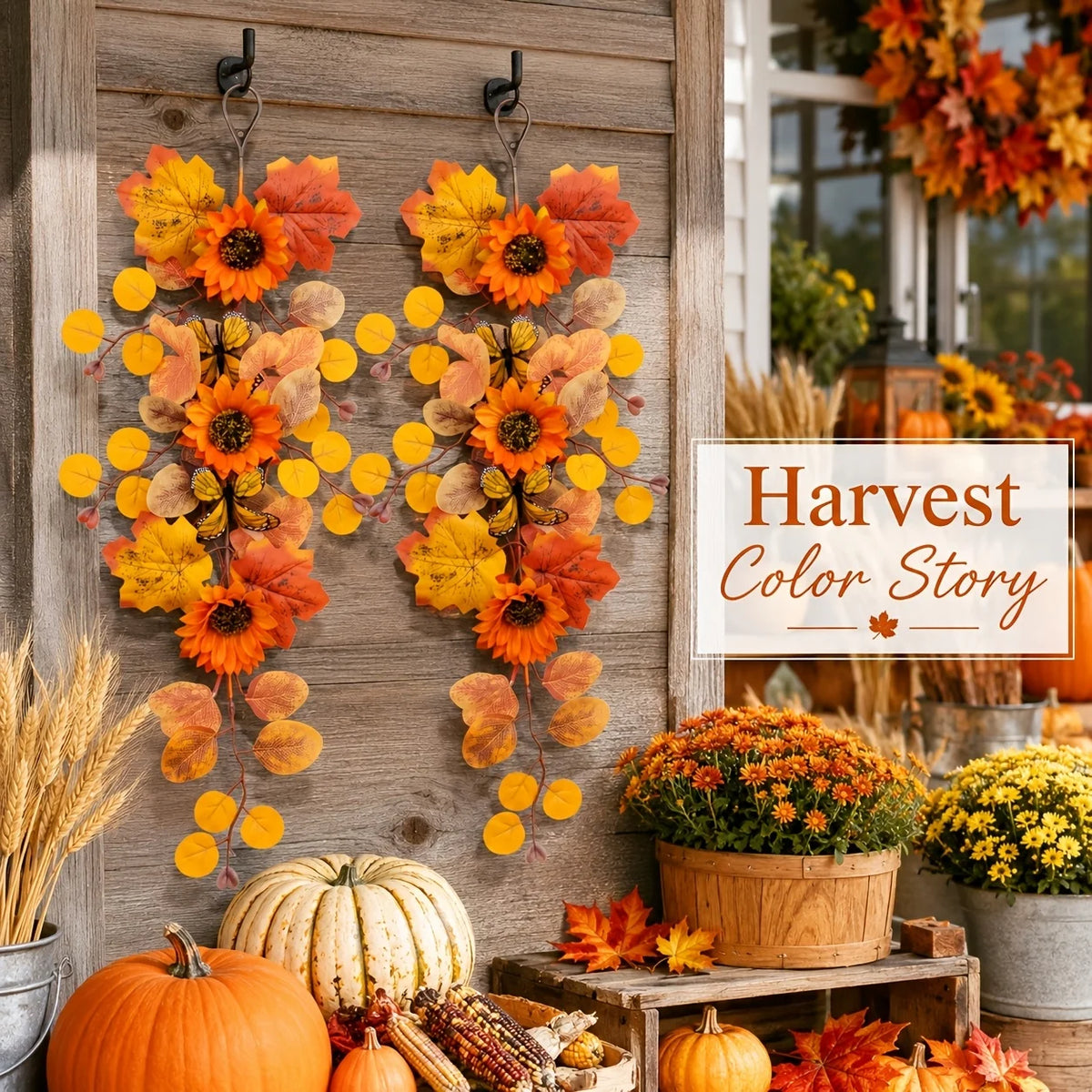 Sunflower and Maple Leaf Vine Garland