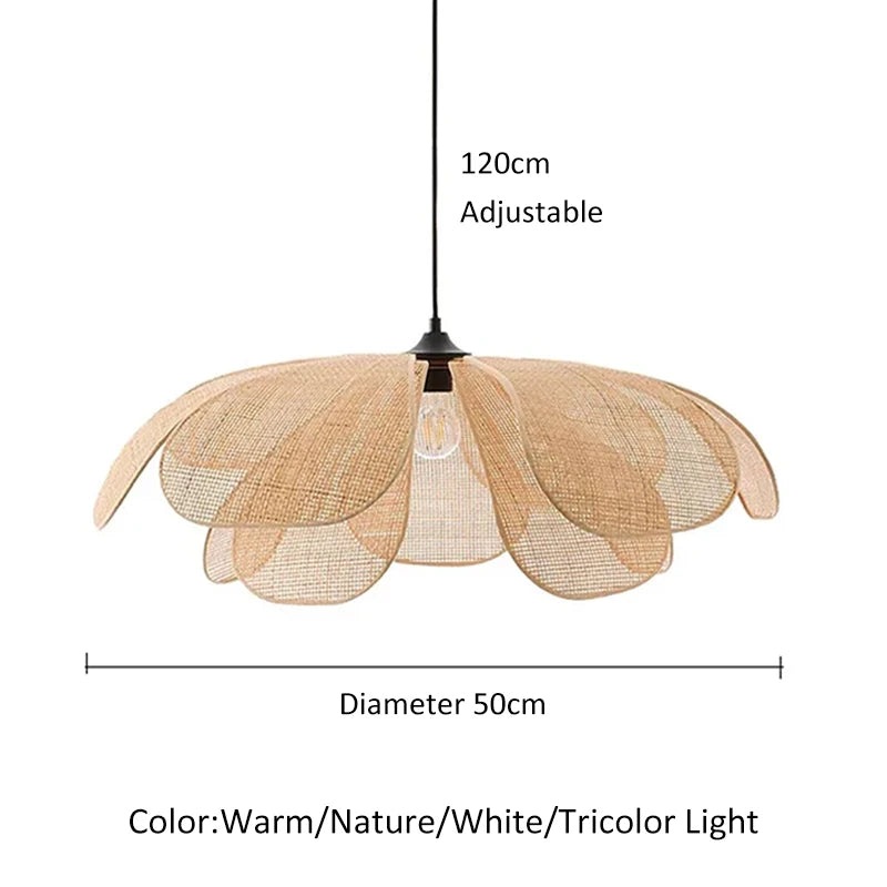 Rattan Woven Petal Pendant Light