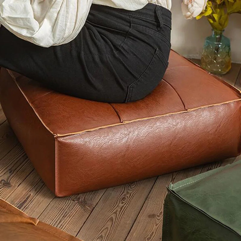 Moroccan Leather Floor Cushion Cover