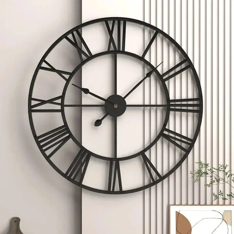 Modern 3D Large Wall Clock Roman Numerals Retro Round