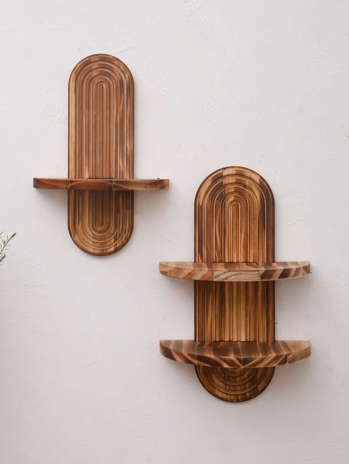 Boho Geometric Wooden Wall Shelf