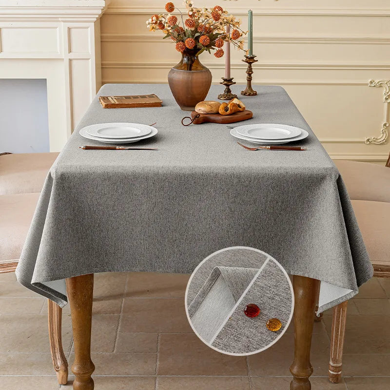 Cotton and Linen Three-proof Tablecloth Waterproof and Dustproof Solid