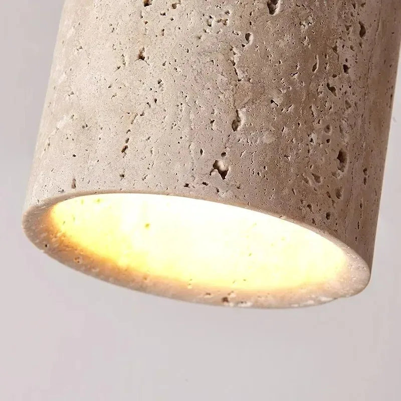 Travertine Wood Round Ceiling Light