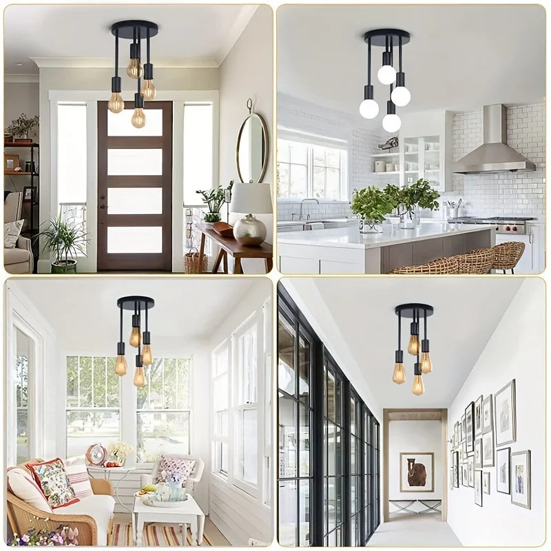 Modern Four Bulb Semi Flush Ceiling Light