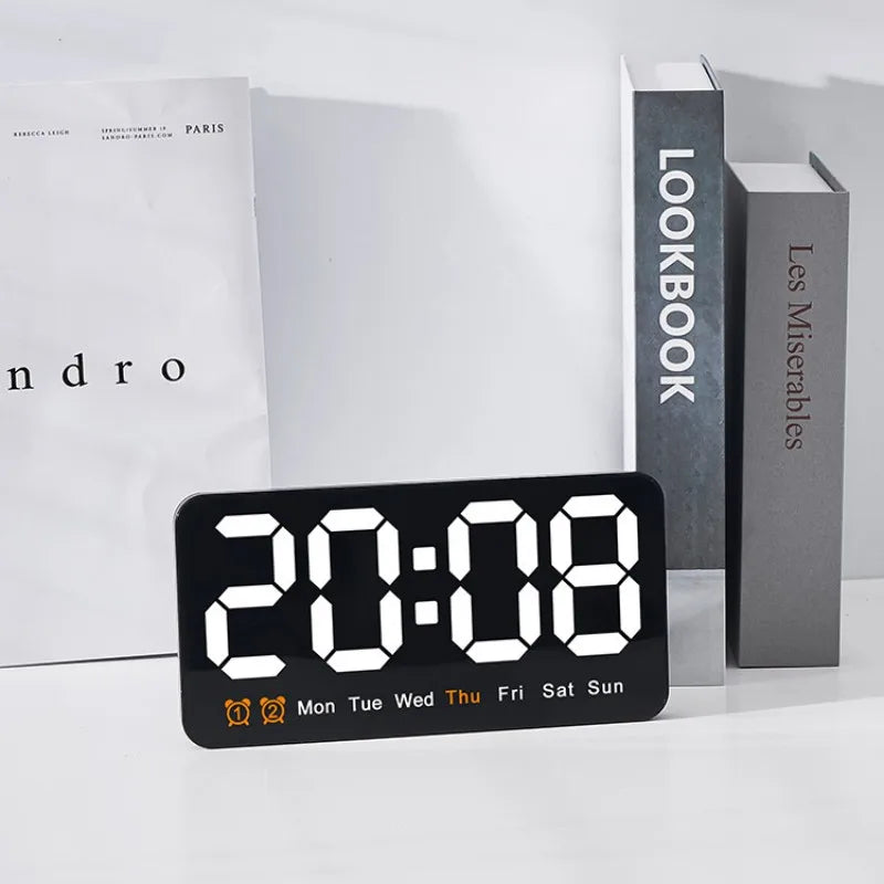 Voice Control Large Digital Wall Clock Temperature Date Week