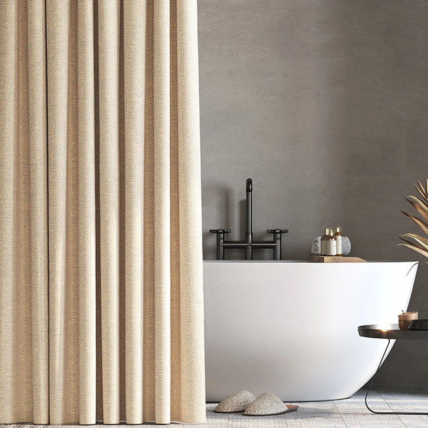 Thick Imitation Linen Shower Curtain Polyester Waterproof Shower