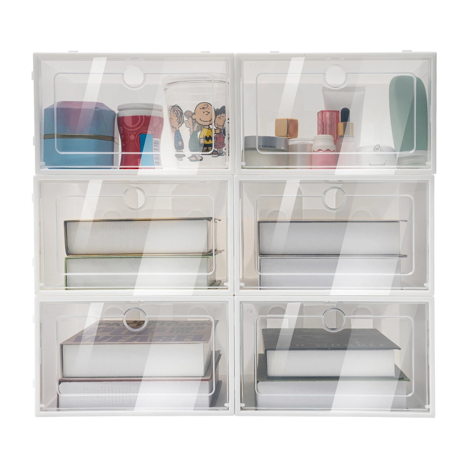 20PCS/24PCS Foldable Flip Shoe Boxes Set Shoe Rack Stackable Storage Container Plastic Clear Shoe Case Home Organizer 33*23*14cm