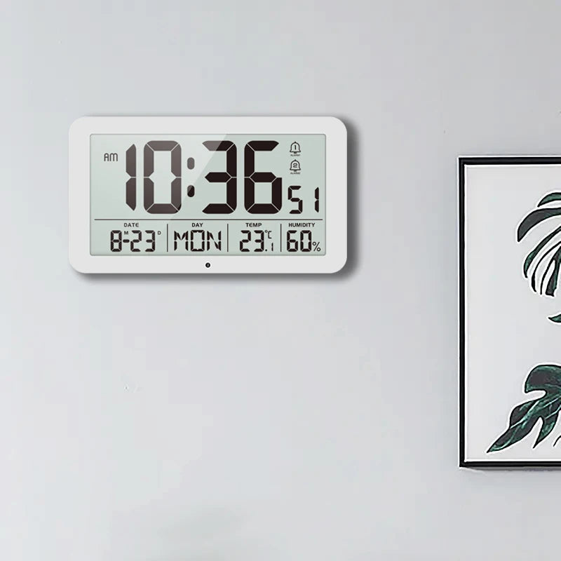 Large Digital Wall Clock with Temperature