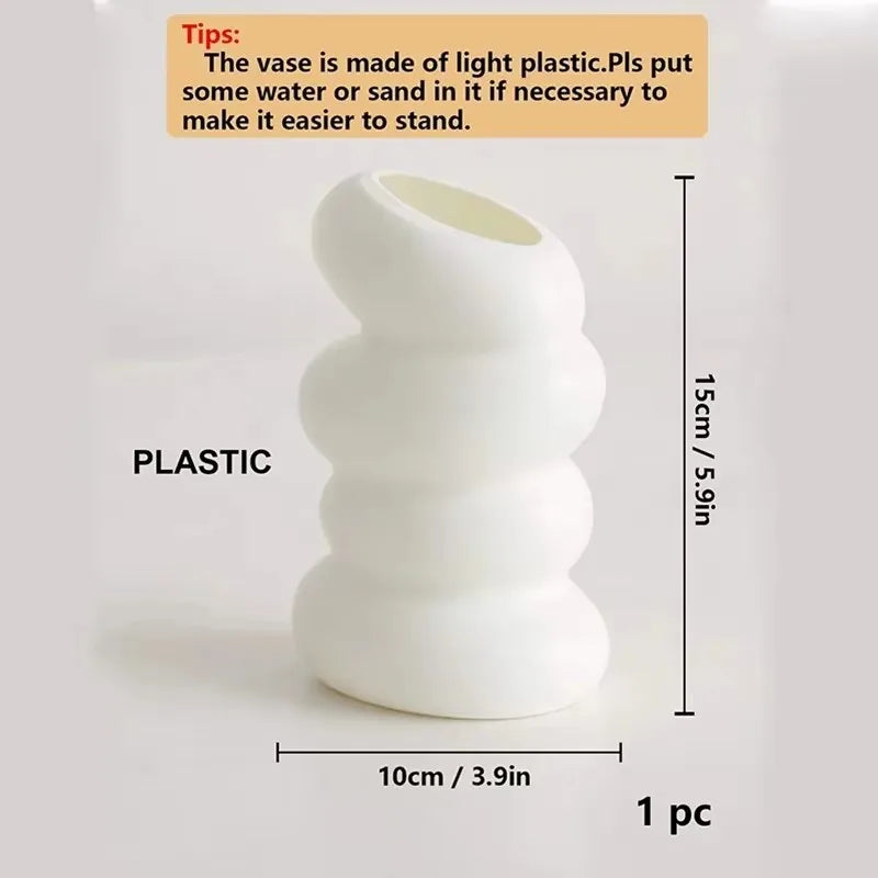 Plastic Spiral White Vase Nordic Creative Flower Arrangement Container