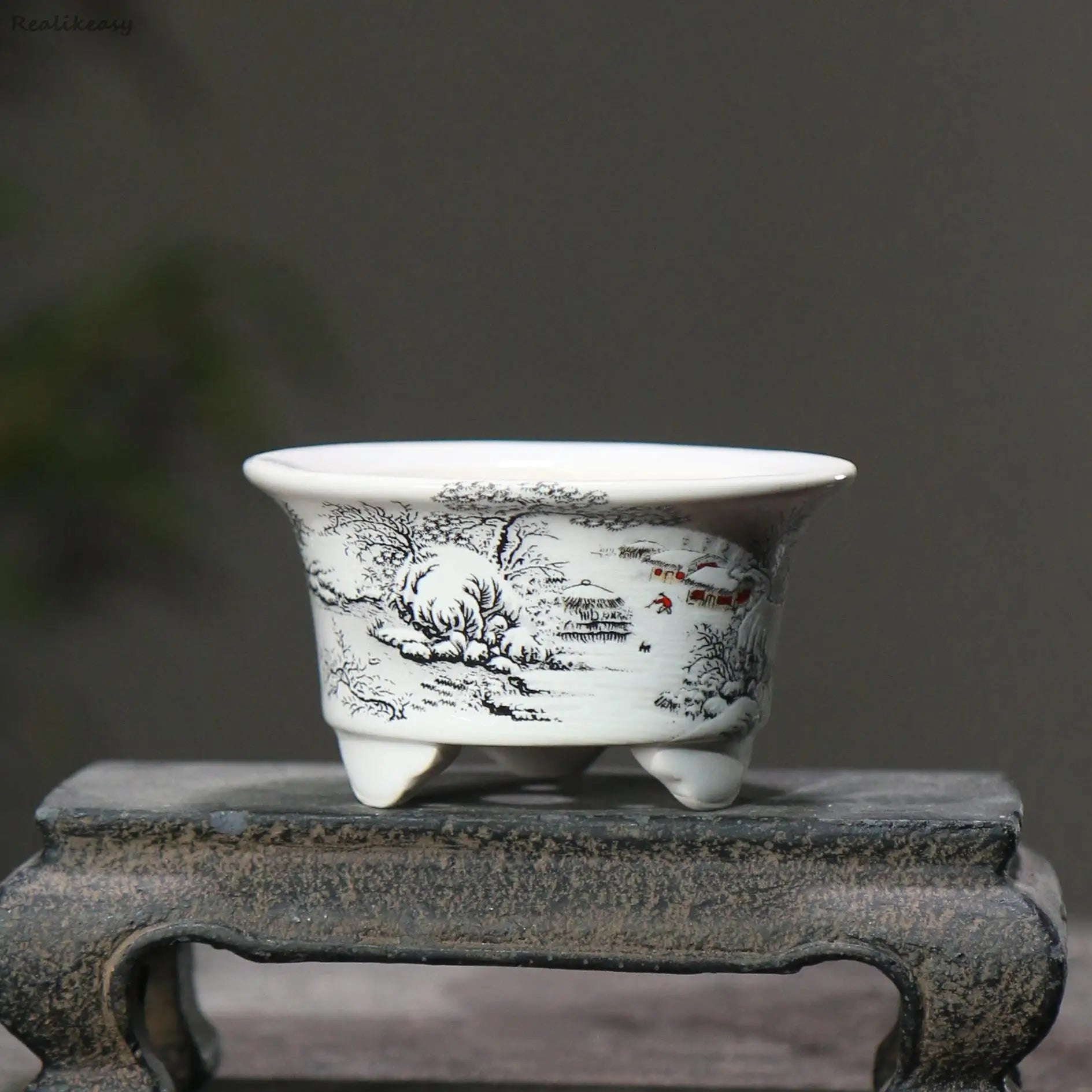 6Size Purple Sand Flower Pot Ceramic Bonsai Pot Handmade