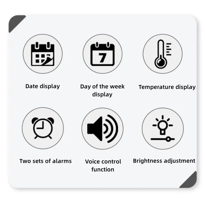 Voice Control Large Digital Wall Clock Temperature Date Week