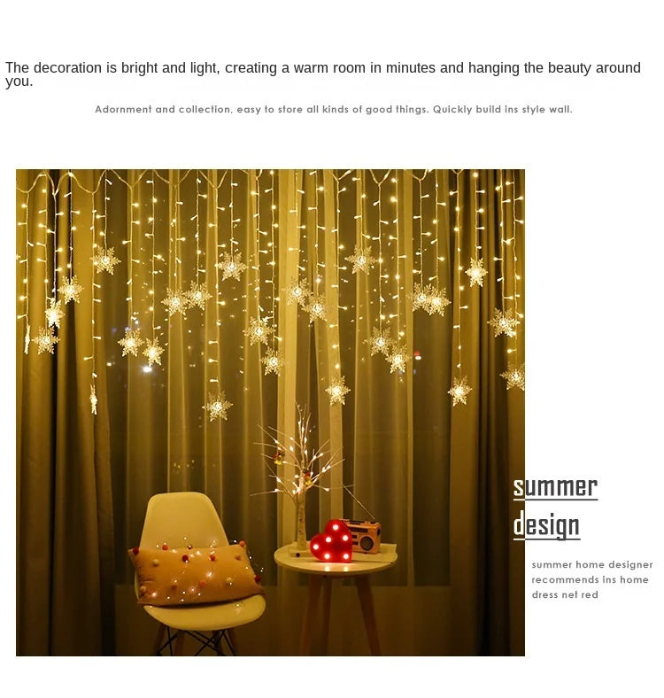 Snowflake LED Curtain Lights 3.2M