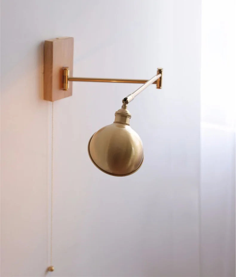 Wood Canopy Swing Arm Wall Light