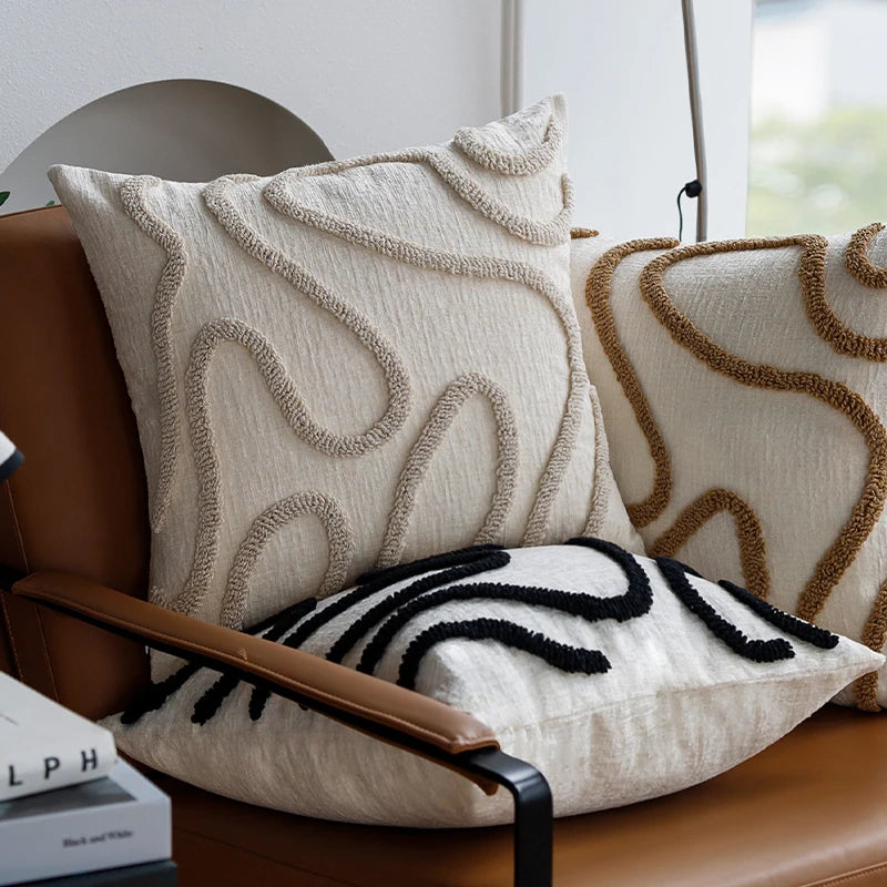 Boho Chenille Line Cushion Cover