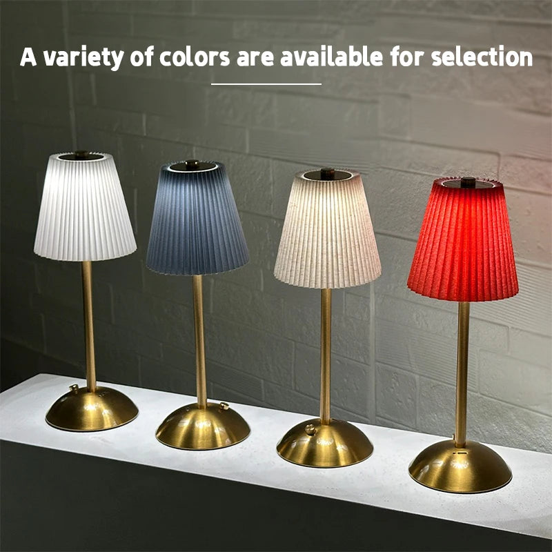 Cordless Pleated Nightstand Lamp
