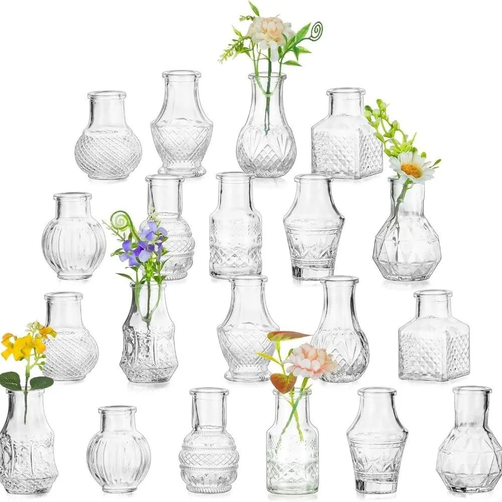 Mini Glass Bud Vase Set of 10