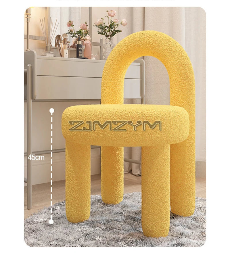 Round Velvet Vanity Stool Footrest