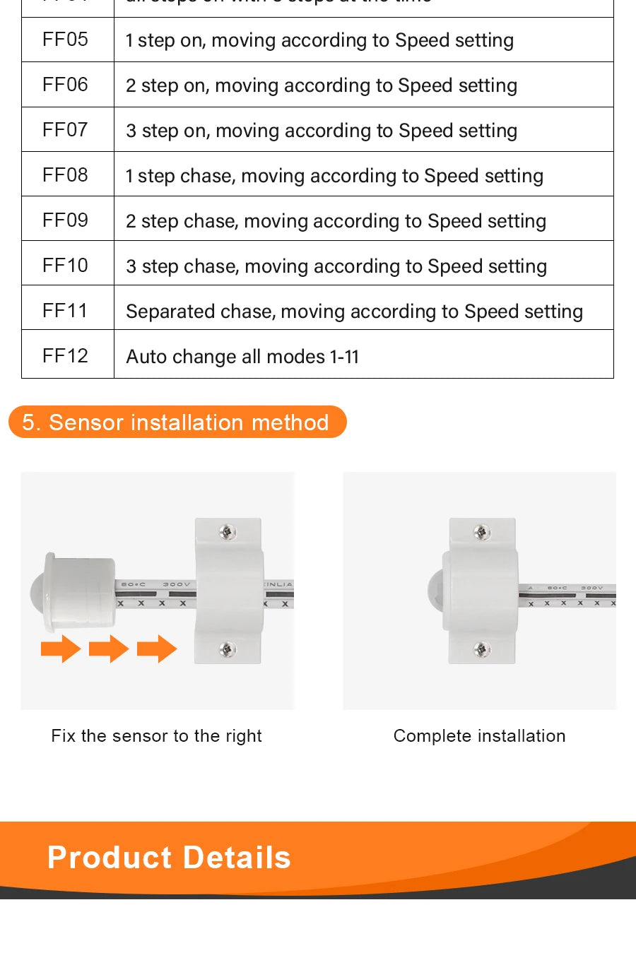 1-40 Steps LED Stair Light Motion Sensor Stairs Lighting With 2 PIR