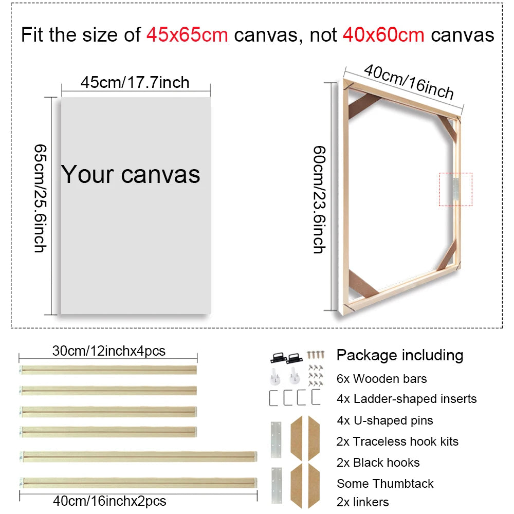 Various Sizes Canvas Frame Wooden Frames Natural Wooden Photo