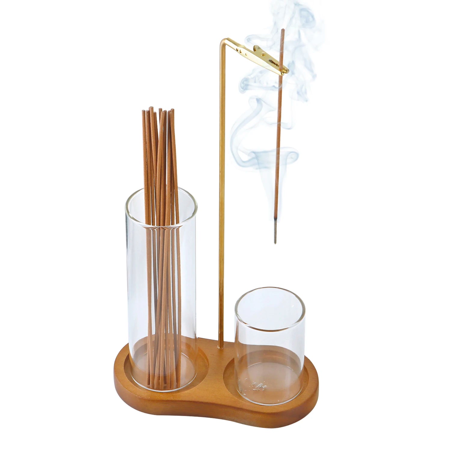 2 in 1 Incense Stick Holder with Glass Ash Catcher and Organizer