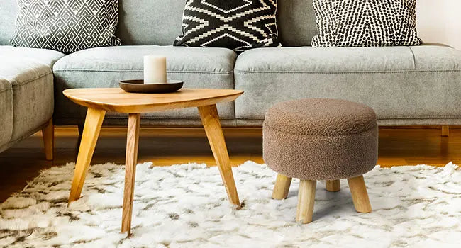 Nordic Boucle Ottoman Footstool with Storage