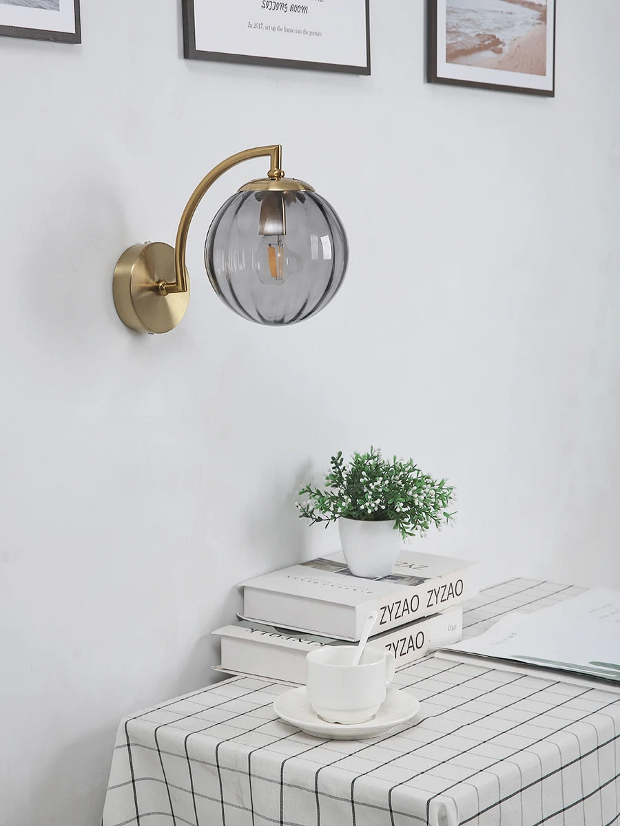 Glass Shade Bedside Wall Lamp