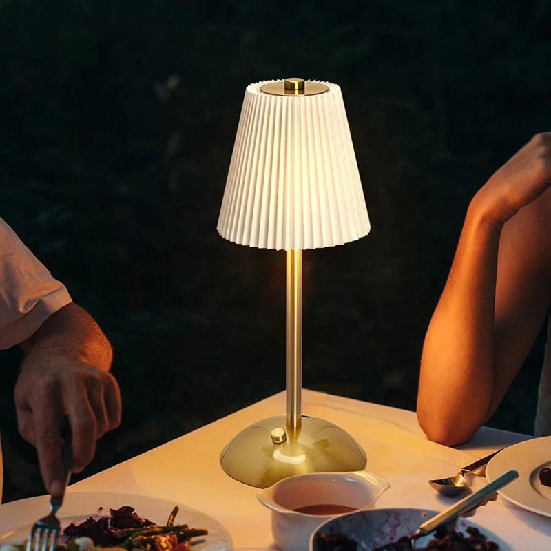 Cordless Pleated Nightstand Lamp