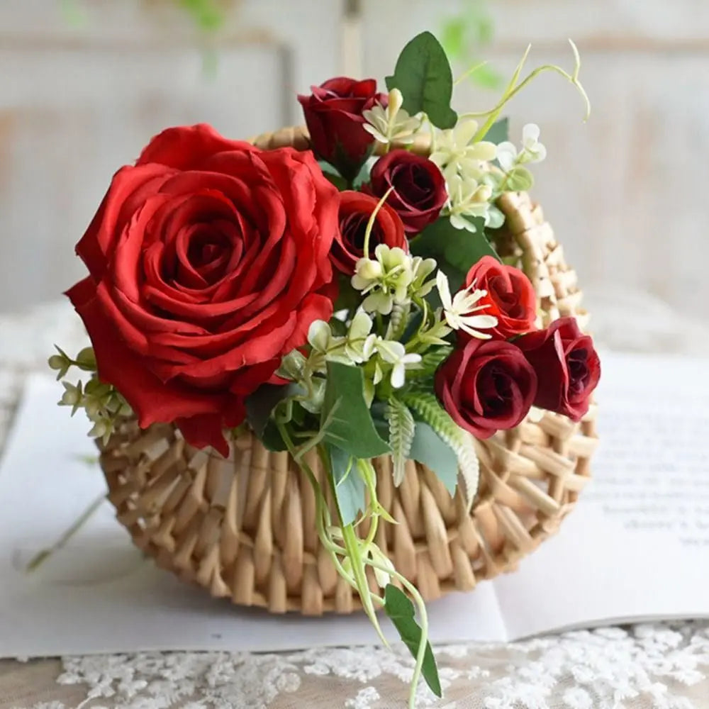 Half Moon Woven Wicker Basket with Handle