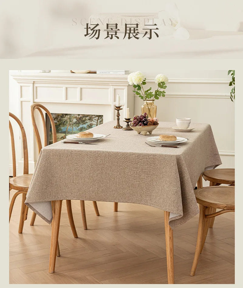 Cotton and Linen Three-proof Tablecloth Waterproof and Dustproof Solid