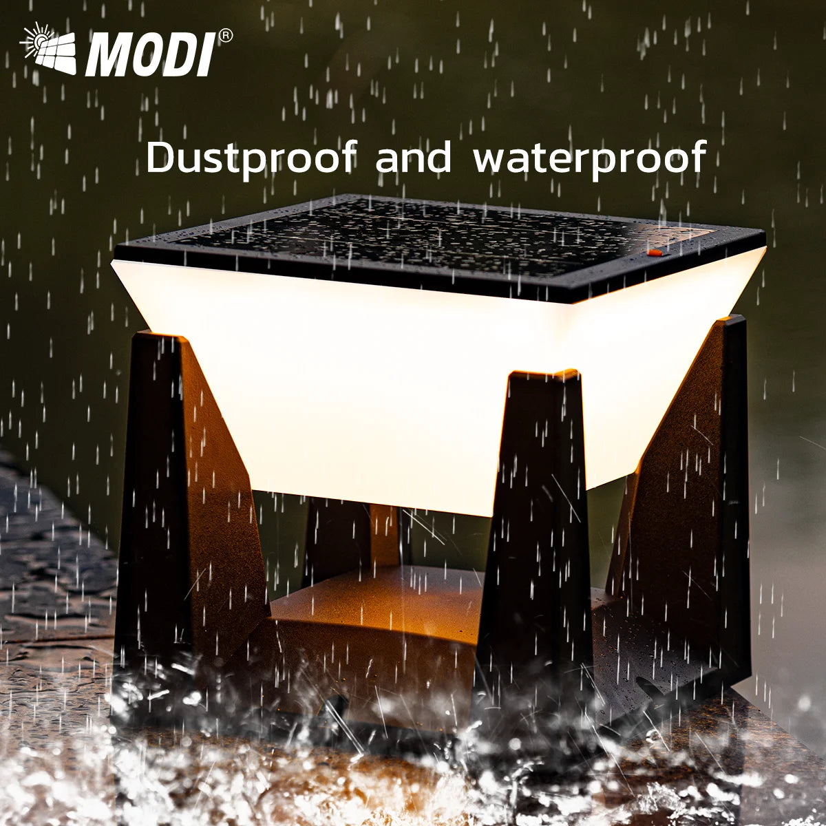 3-Color Solar Post Light IP65 Waterproof Outdoor Garden Yard Pathway