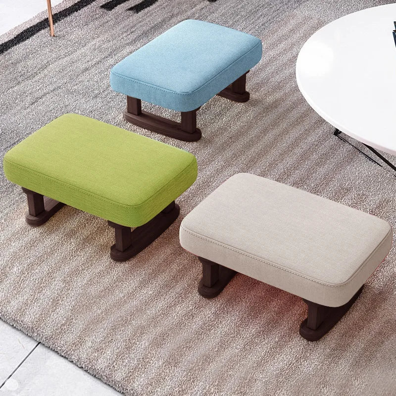 Solid Wood Shoe Changing Stool, Low Foot Rest