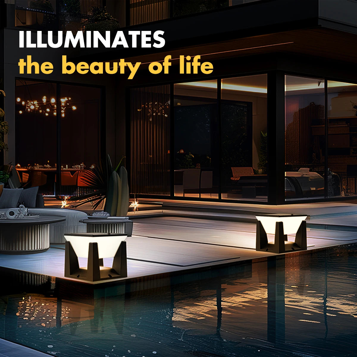 Outdoor Solar Post Light Solar Pillar Lights Modern LED Fence Deck Cap