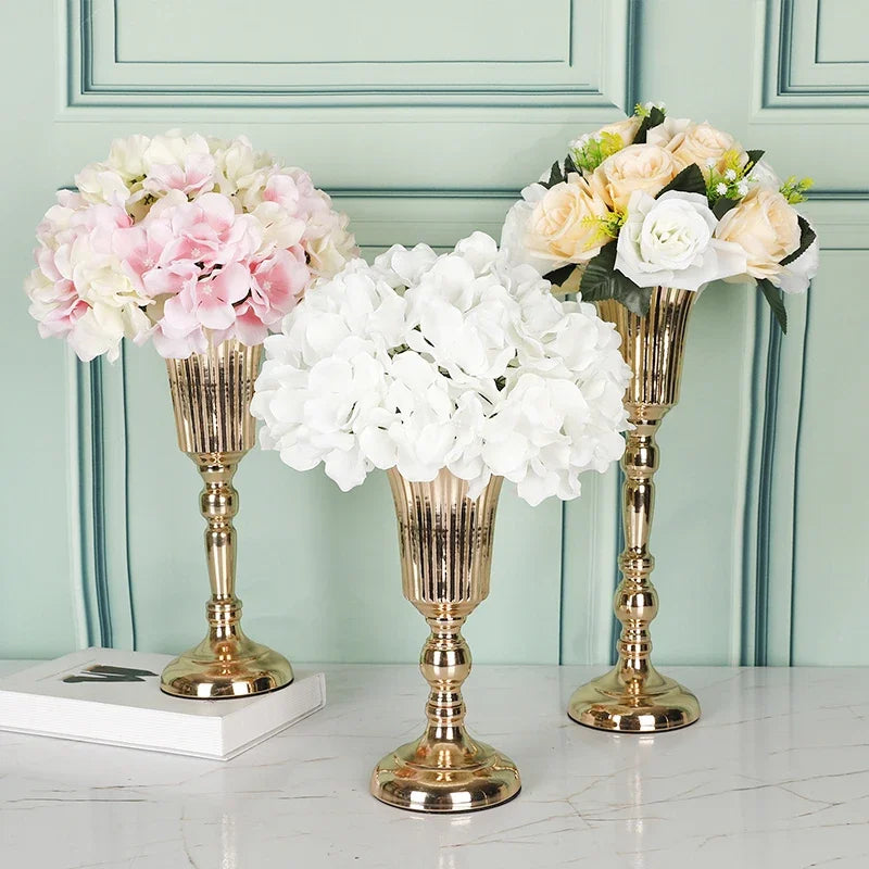 Gold Metal Trumpet Centerpiece Vase
