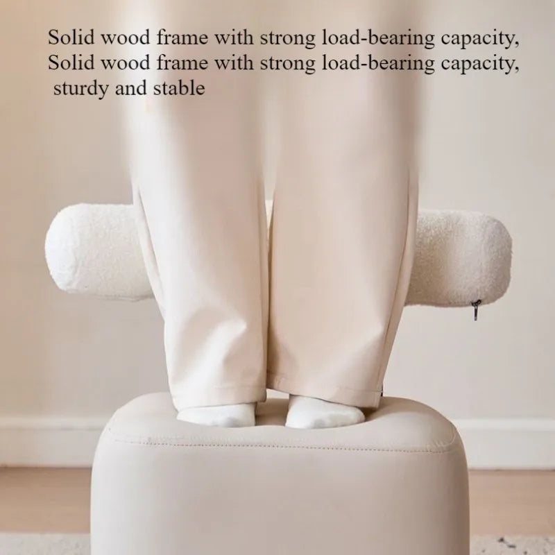 Solid Wood Shoe Changing Stool with Backrest