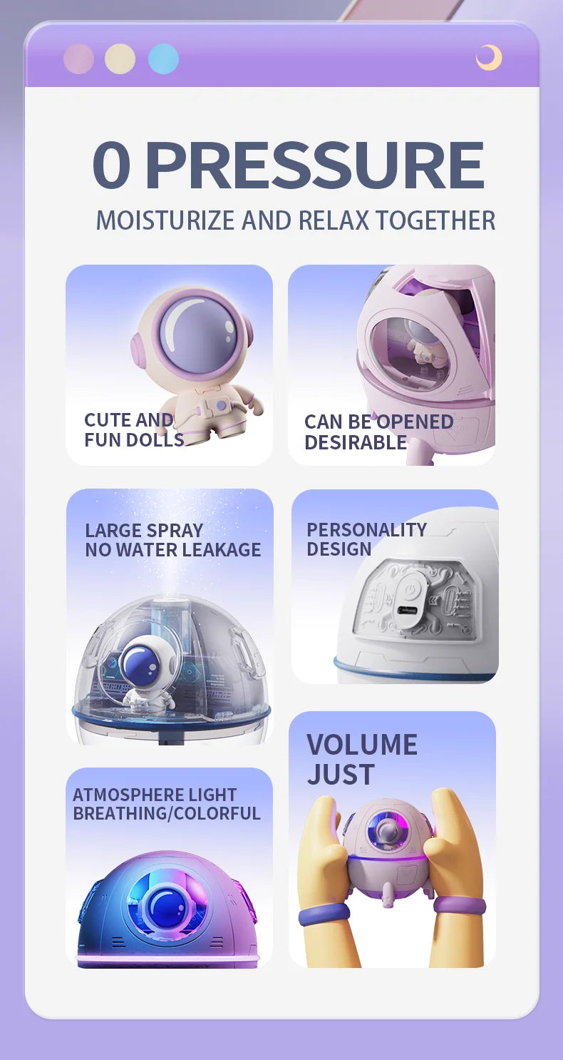220mL Space Capsule Air Humidifier USB Plug in Rechargeable Mist