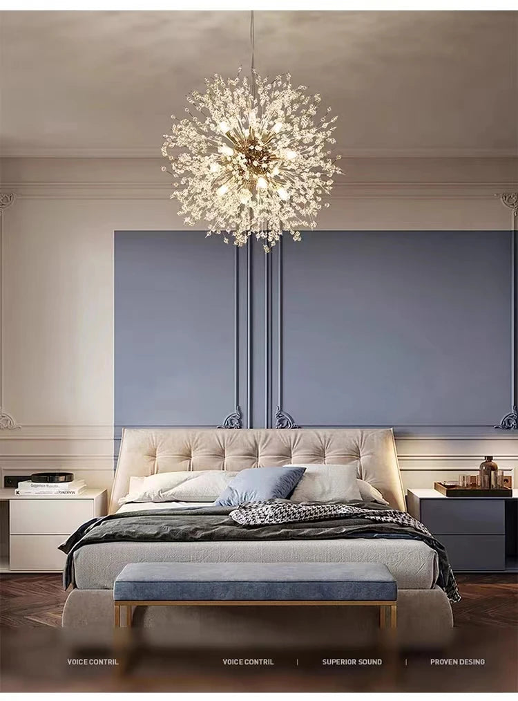 Modern Sky Star Fireball Crystal Pendant LED Lighting Dandelion