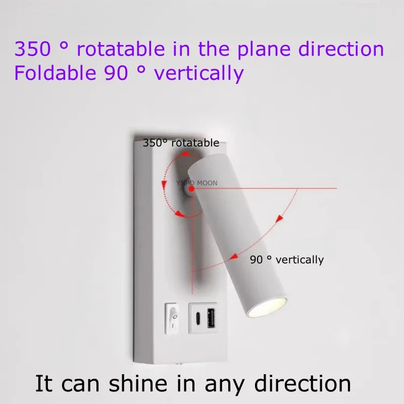 Rotating Type C Reading Wall Light