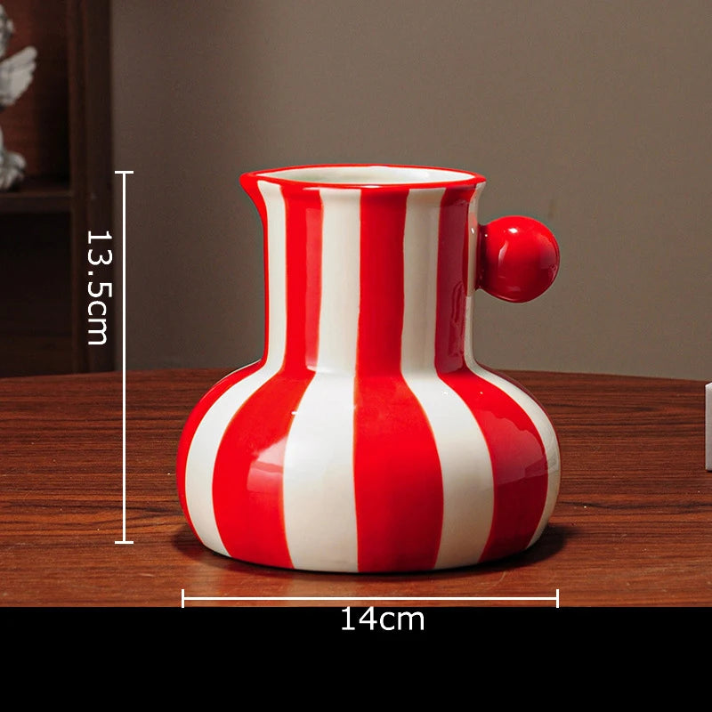 Colorful Striped Ceramic Vase and Plant Pot