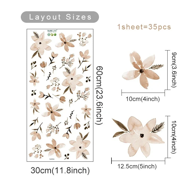 Boho Watercolor Flower Wall Decals