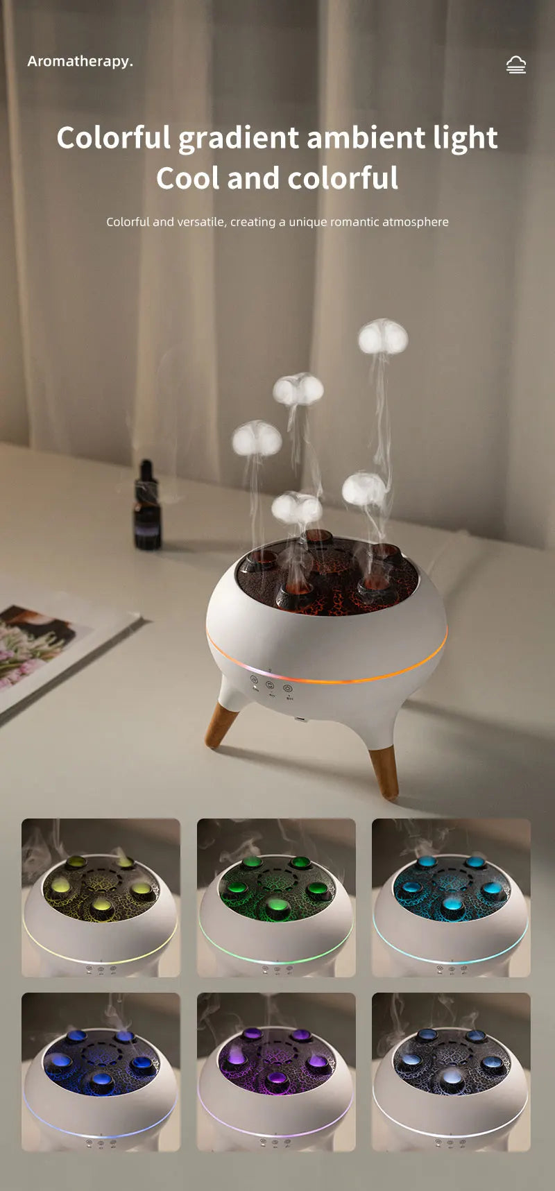 Dynamic Jellyfish Air Humidifier 250ml Essential Oil Diffuser Remote