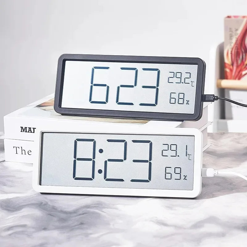 LCD Screen Digital Wall Clock Time Temperature Humidity Time