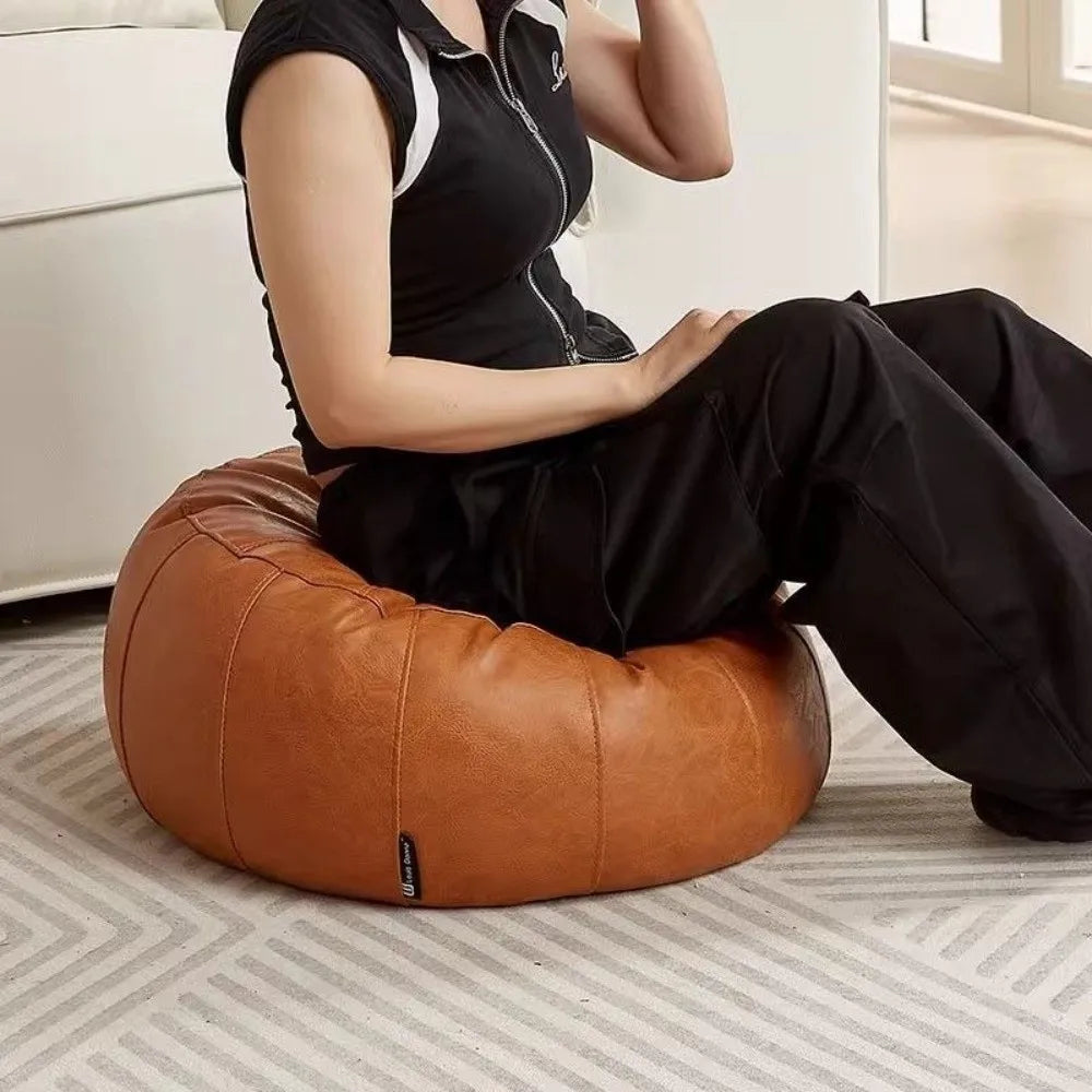 PU Leather Unstuffed Storage Pouf