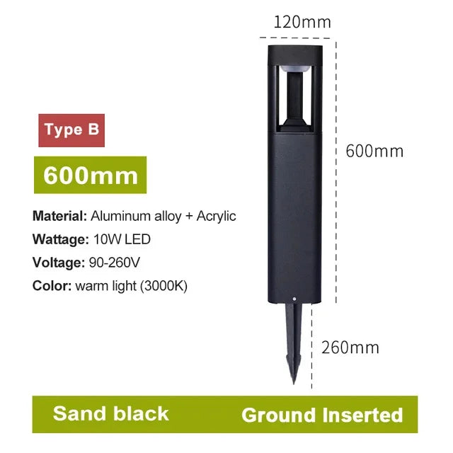 Outdoor LED Bollard Landscape Light Black Garden Pathway Lighting
