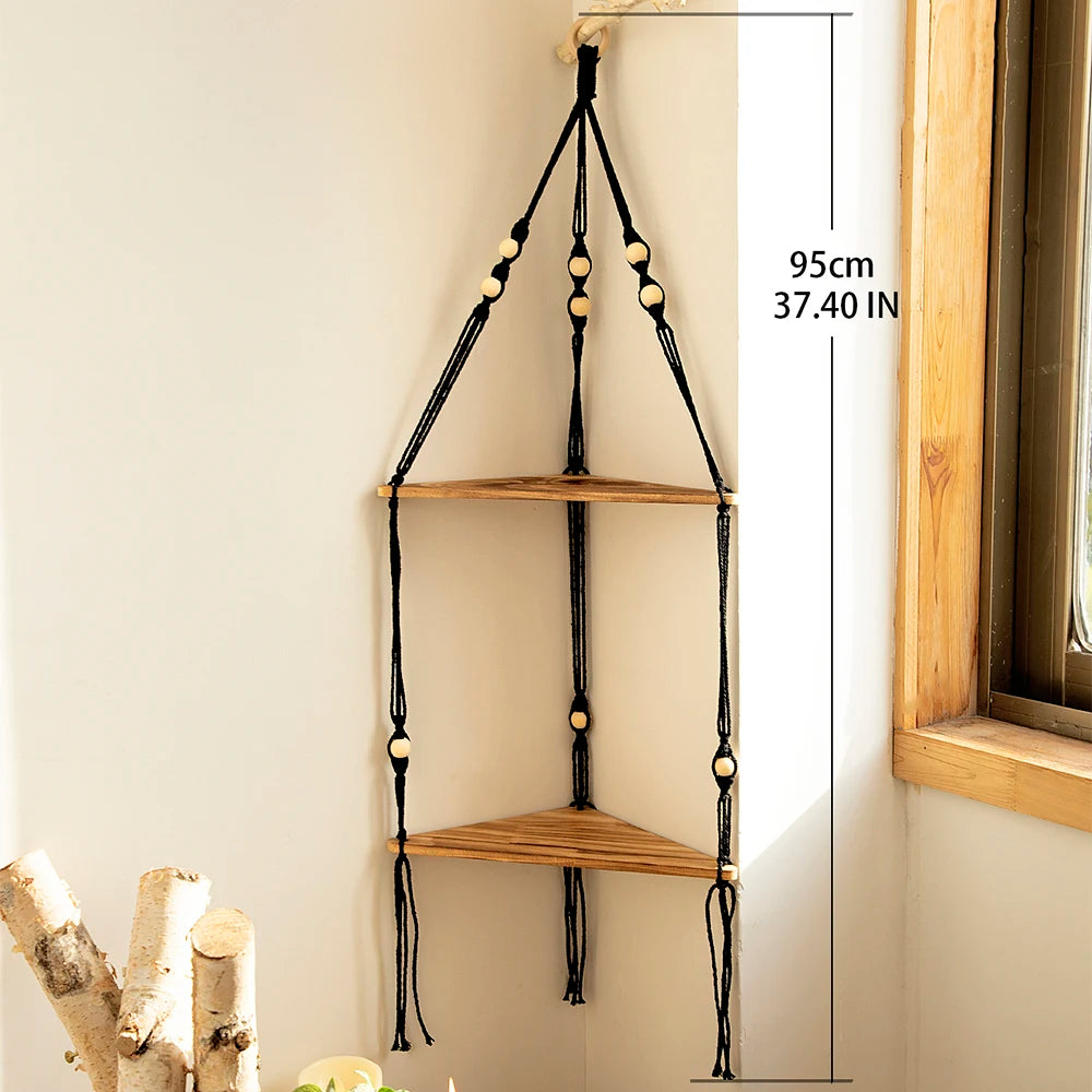 Hanging Wood Corner Shelf