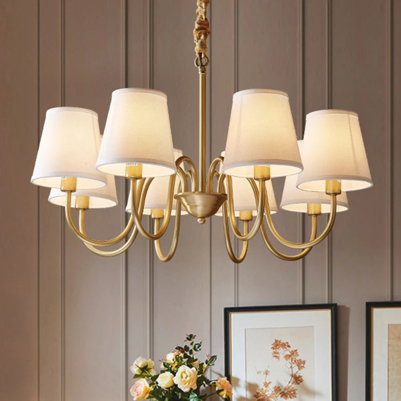Copper and Fabric Retro Chandelier